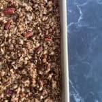 Baking sheet with toasted vanilla and cinnamon granola