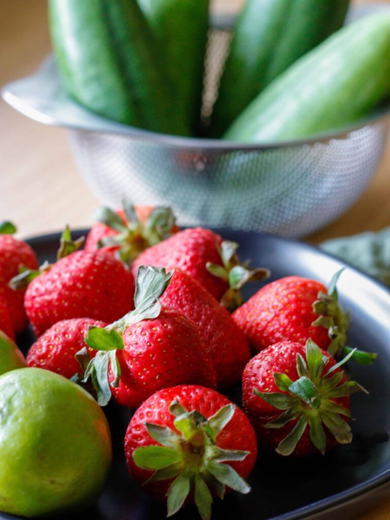 Close up of strawberries on a plate
