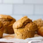 group of pumpkin muffins on a platter