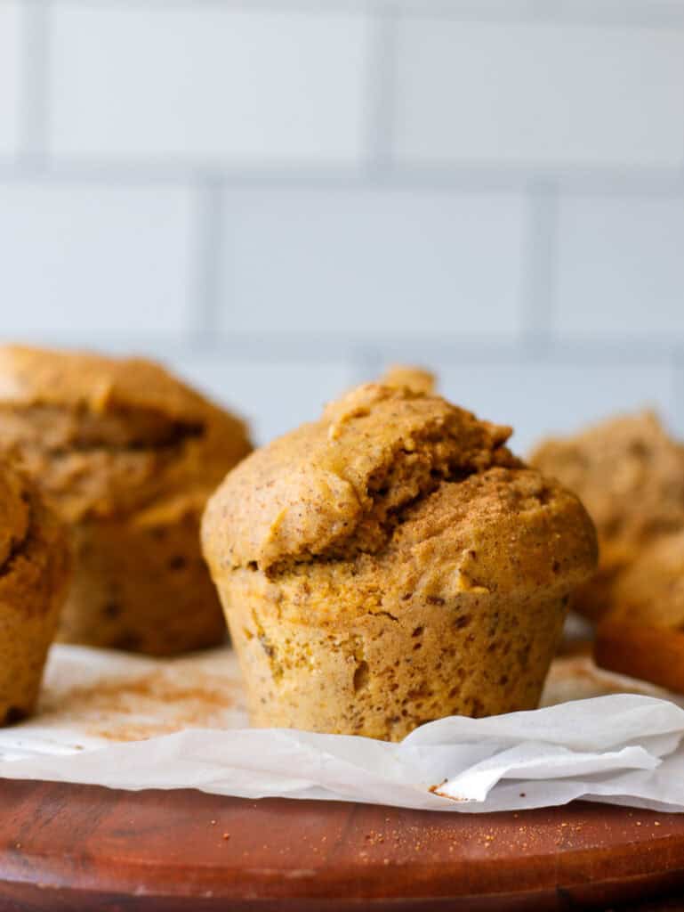 group of pumpkin muffins on a platter 