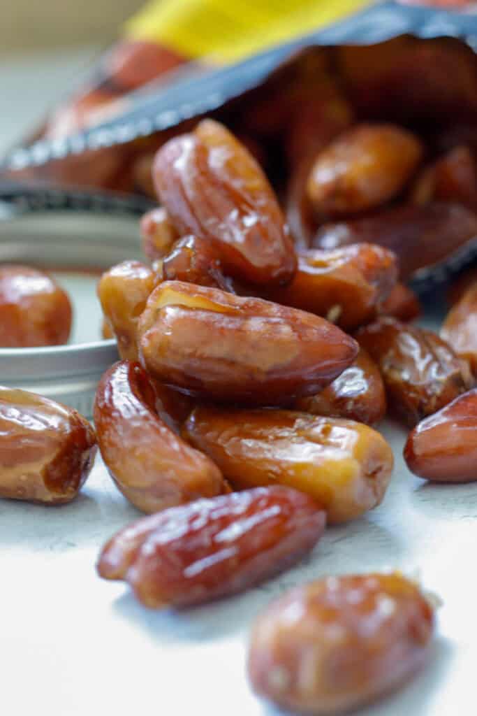 Close up of full medjool dates