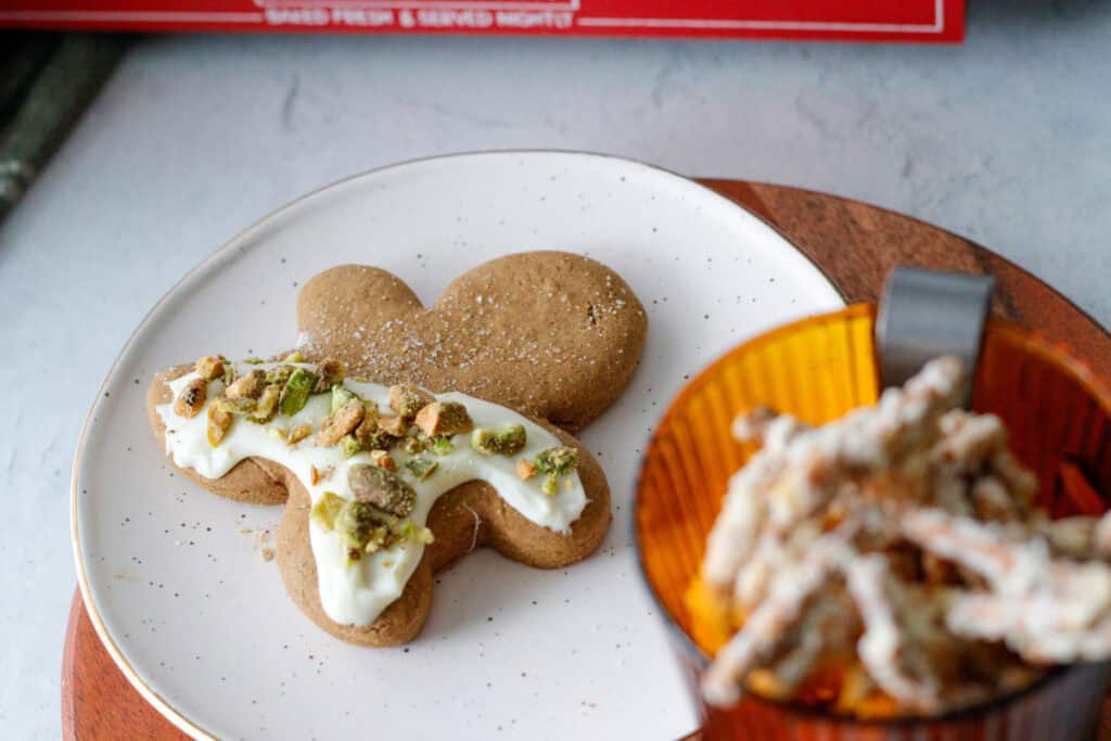 Close up gingerbread man on a plate
