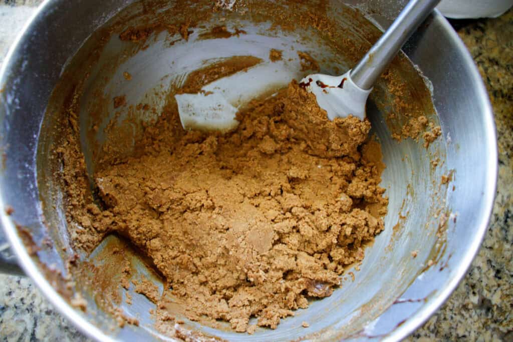 gluten free gingerbread batter in a mixing bowl