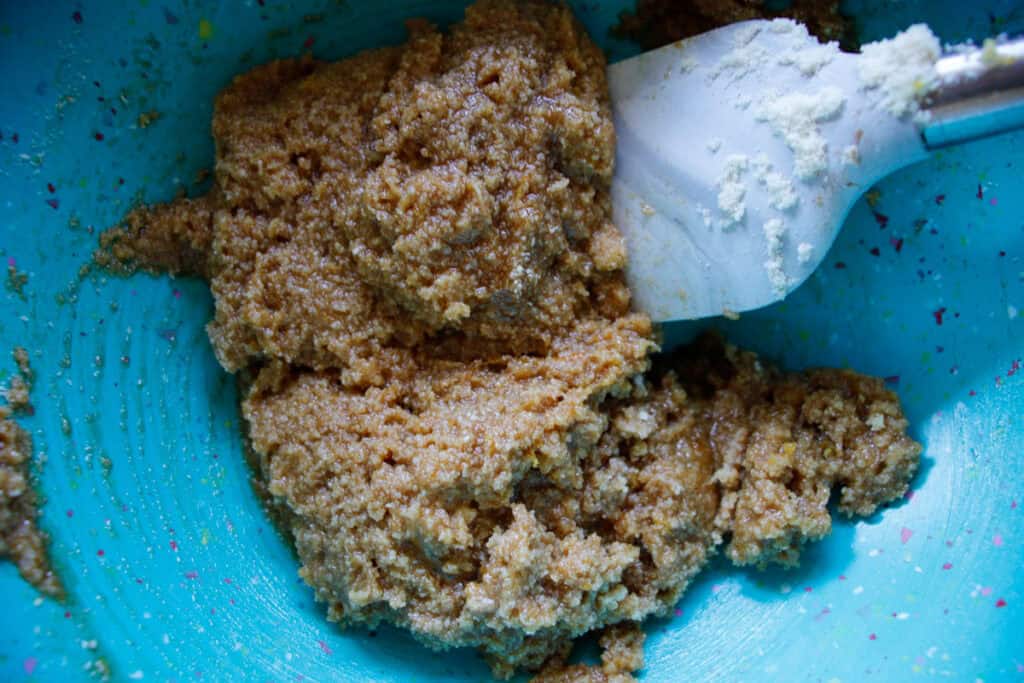 Almond Flour orange cookie dough in a bowl