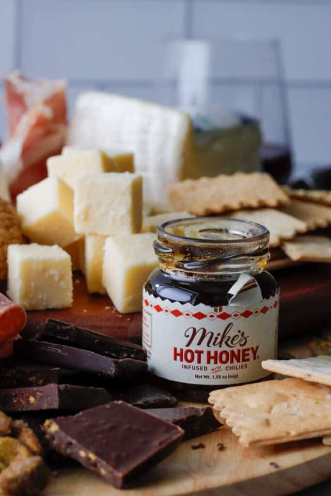 Mike's hot honey on a cheese board for beginners