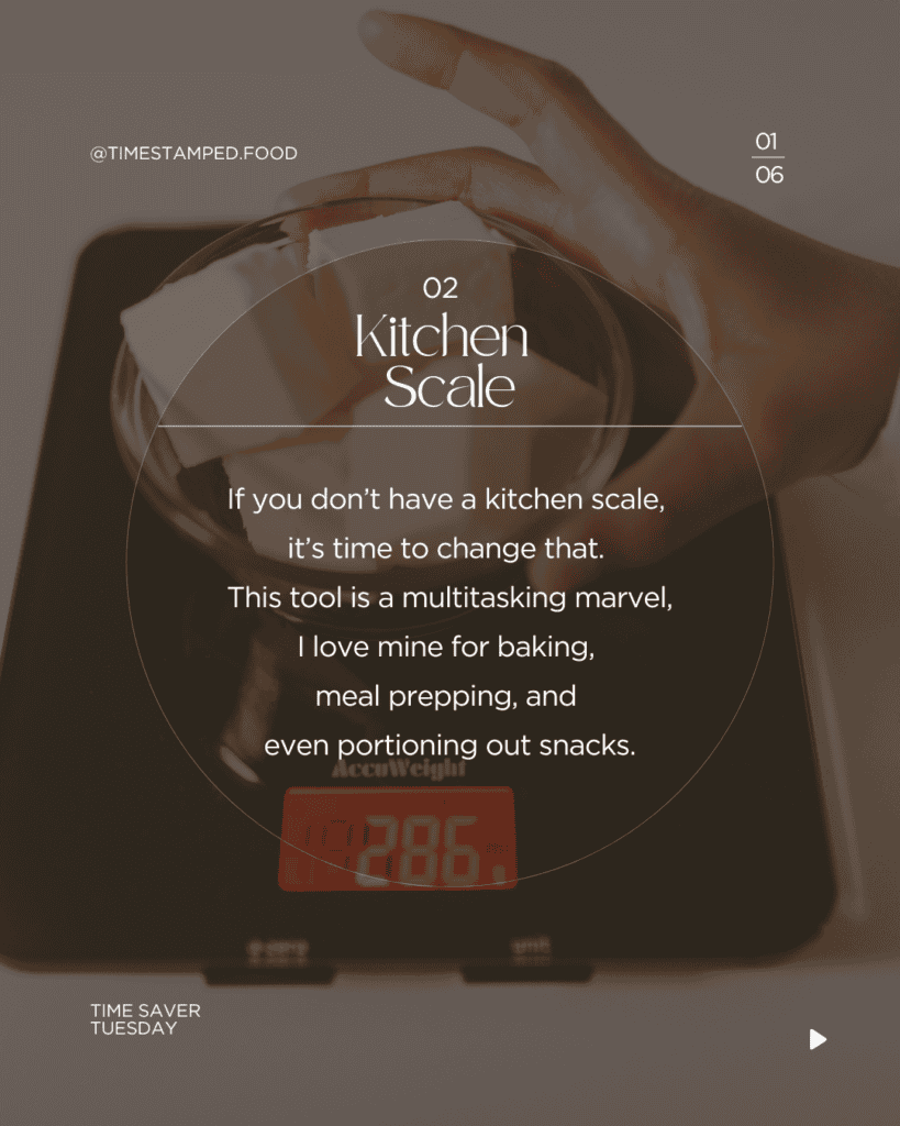 Infographic on kitchen scales, they're perfect for multitasking, baking, meal prepping and portioning out snacks to avoid overeating.