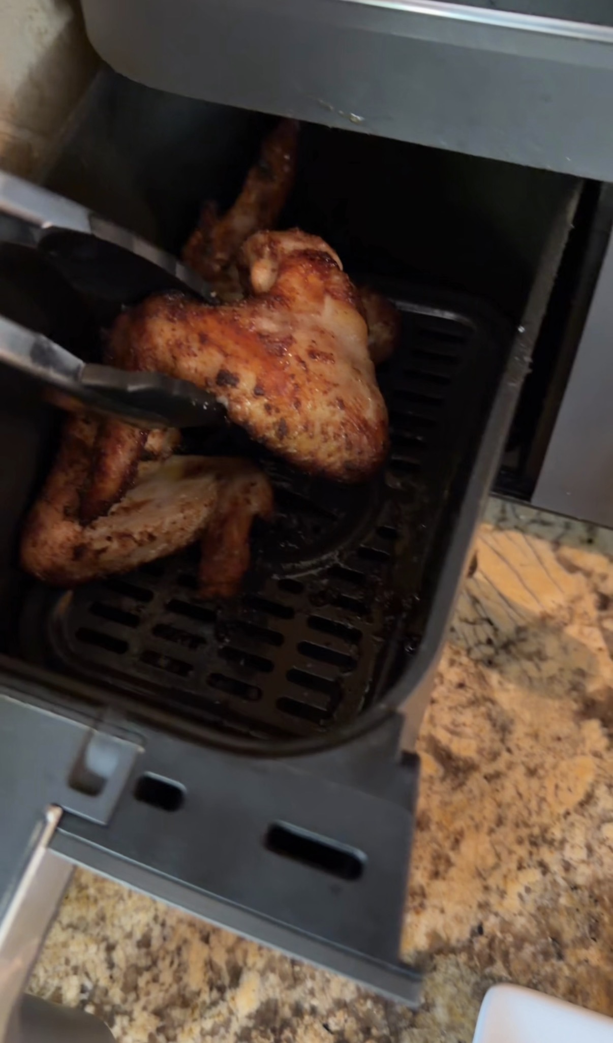 Flipping wings half cooked in air fryer