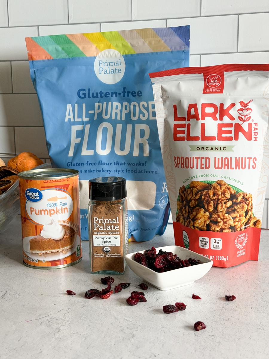 Ingredients for gluten-free pumpkin chocolate chip cookies